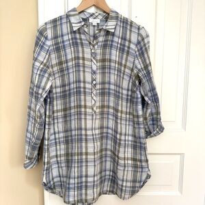 J. Jill Striped Linen Button-Up Tunic